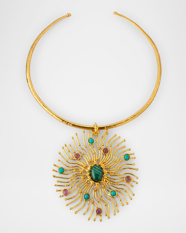 Gemstone Pendant Choker Necklace
